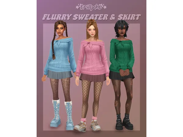 Maxis Match Flurry Sweater Skirt by trillyke - The Sims 4 Custom Content