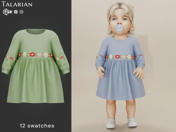 Mix Ella Embroidered Floralb Dress by talarian - The Sims 4 Custom Content