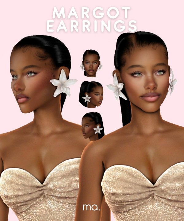 Alpha Margot Earrings by simsfinds - The Sims 4 Custom Content
