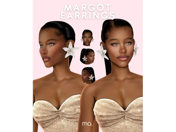 Alpha Margot Earrings by ophernelia - The Sims 4 Custom Content