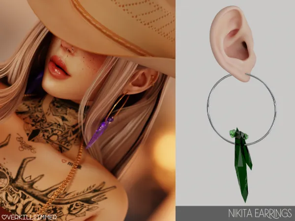 Alpha Nikita earrings - The Sims 4 Custom Content