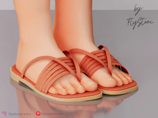 Maxis Match Child Leather Strappy Sandals by FlyStone - The Sims 4 Custom Content