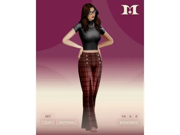 Maxis Match Academia Turleneck Plaid Pants by milliancc - The Sims 4 Custom Content