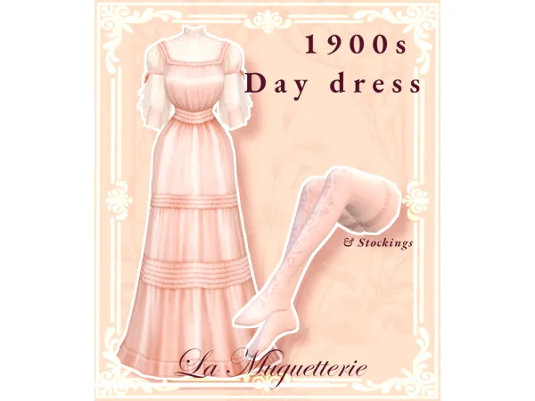 Maxis Match Edwardian Day Dress and Stockings by Liljekonvall - The Sims 4 Custom Content