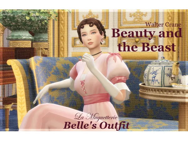 Maxis Match Beauty and the Beast Belle's outfit by Liljekonvall - The Sims 4 Custom Content