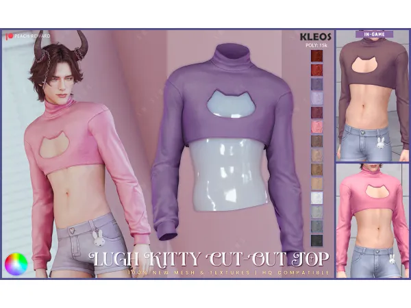 Mix PEACH Lugh Kitty Cut Out Top by kleossims - The Sims 4 Custom Content