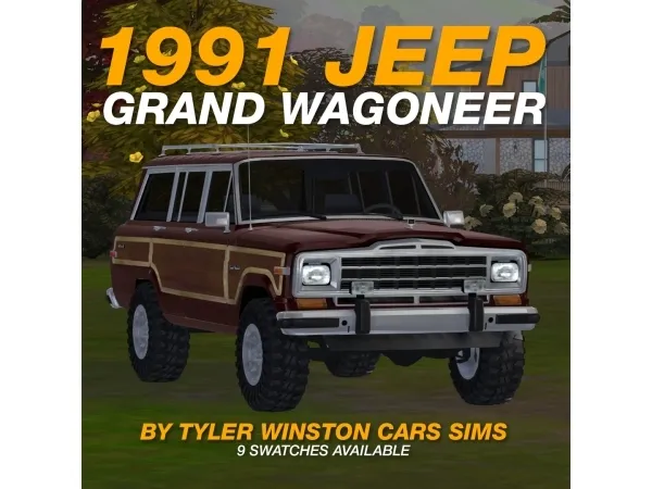 Alpha Tyler Winston Cars 1991 Jeep Grand Wagoneer - The Sims 4 Custom Content