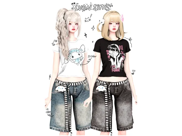 Alpha [LVAN]Simple t shirt and cropped jeans A15u3001A16 - The Sims 4 Custom Content