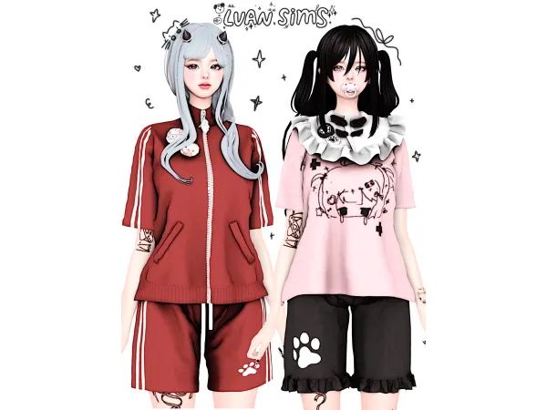 Mix [LVAN]Cat Paw Casual Set A29u3001A30 - The Sims 4 Custom Content
