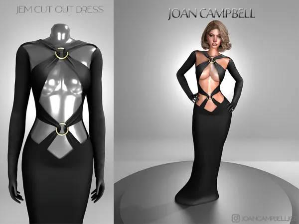 Alpha JEM CUTOUT DRESS by Joan_Campbell_Beauty_ - The Sims 4 Custom Content