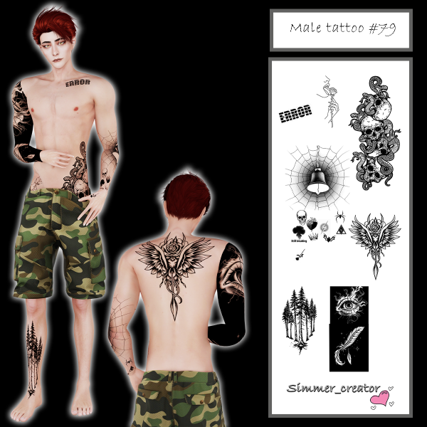 Alpha Male tattoo 79 by simmer_creator - The Sims 4 Custom Content