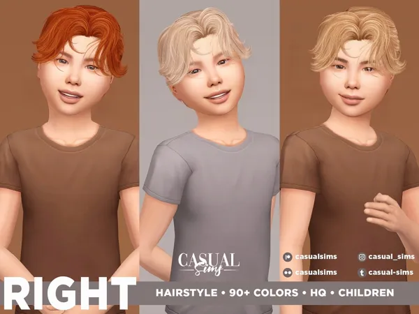 Alpha CasualSims Right Hairstyle Children - The Sims 4 Custom Content