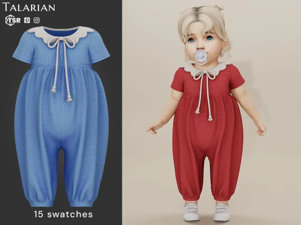 Alpha Abigail Ribbon Tassel Collar Jumpsuit by talarian - The Sims 4 Custom Content