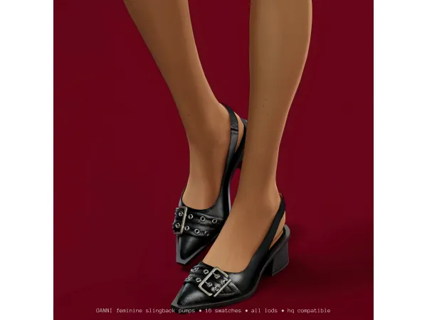 Alpha ganni feminine slingback pumps by delicious things - The Sims 4 Custom Content