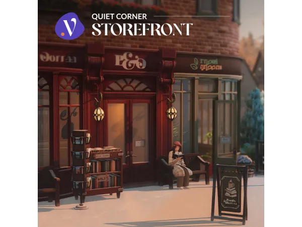 Maxis Match Quiet Corner Storefront by valiasims - The Sims 4 Custom Content