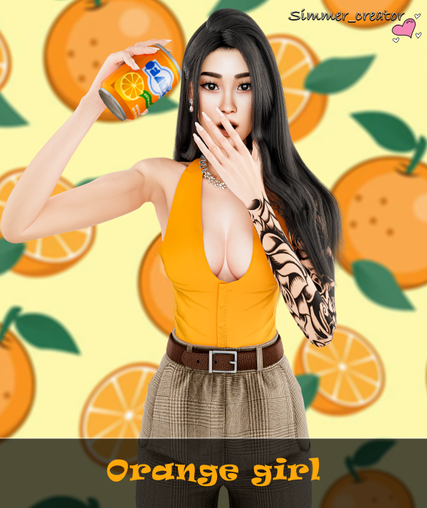 Mix Orange Girl by simmer_creator - The Sims 4 Custom Content