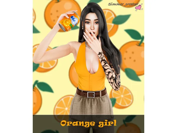 Mix Orange Girl - The Sims 4 Custom Content