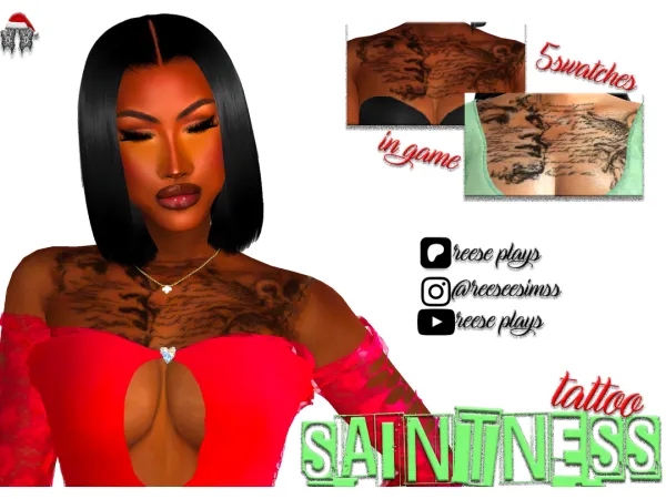 Alpha Saintness Tattoo - The Sims 4 Custom Content