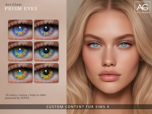 Alpha Prism Eyes avi glam - The Sims 4 Custom Content