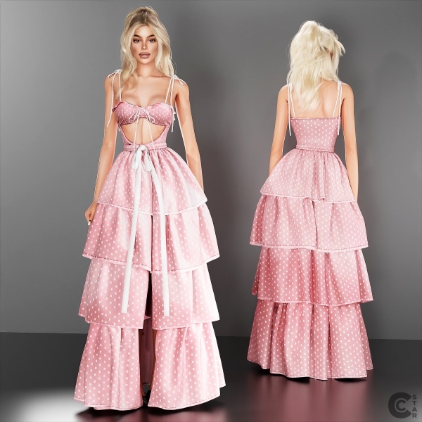 Alpha Tiered Tulle Cutout Dress cool_content_star by cool_content_star - The Sims 4 custom content