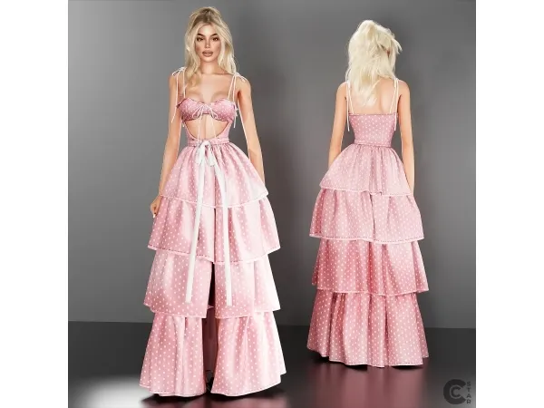 Alpha Tiered Tulle Cutout Dress cool_content_star - The Sims 4 custom content