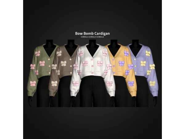Alpha Bow Bomb Cardigan by gorillax3 - The Sims 4 Custom Content