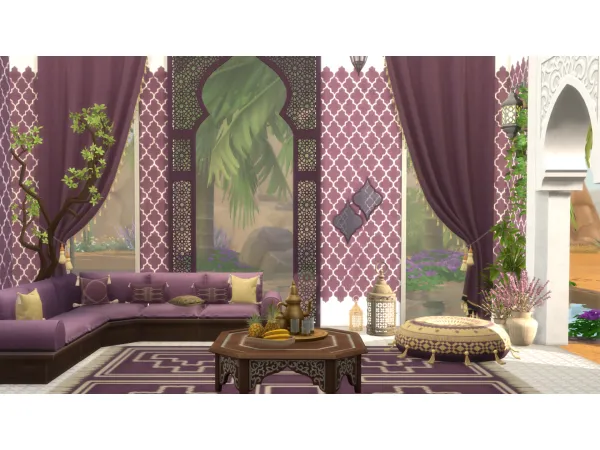 Mix Marrakesh Living Room Wallpaper - The Sims 4 Custom Content