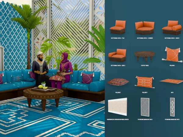 Alpha Marrakesh Living Room - The Sims 4 custom content
