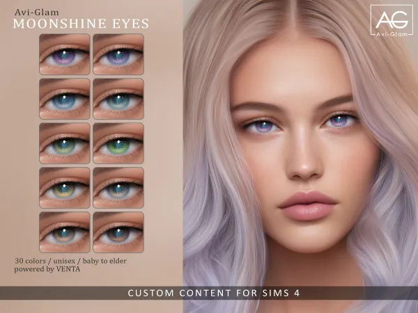 Alpha Moonshine Eyes Avi Glam - The Sims 4 custom content