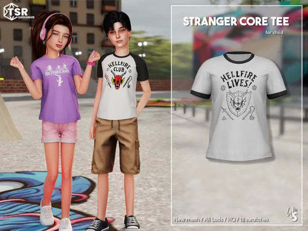 Alpha StrangerCore Tee (child) - The Sims 4 Custom Content