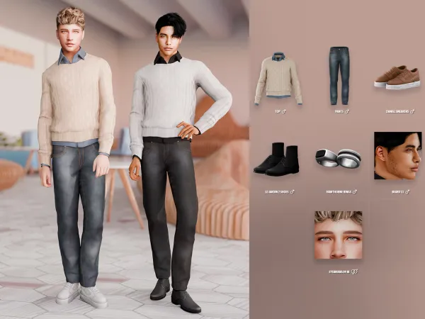 Alpha Knot Over It Male Lookbook - The Sims 4 Custom Content