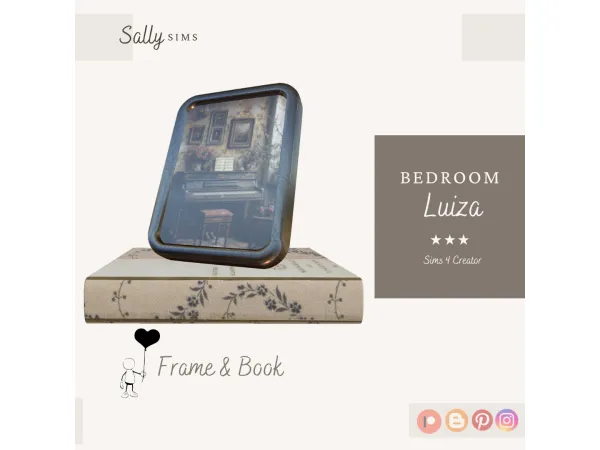 Alpha Bedroom LUIZA (Frame Book) - The Sims 4 Custom Content