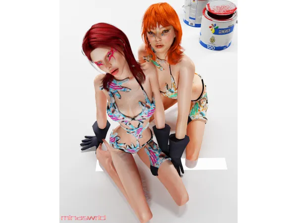 Alpha 1XBLUE GLOVE BODYSUIT by minaswrld - The Sims 4 Custom Content