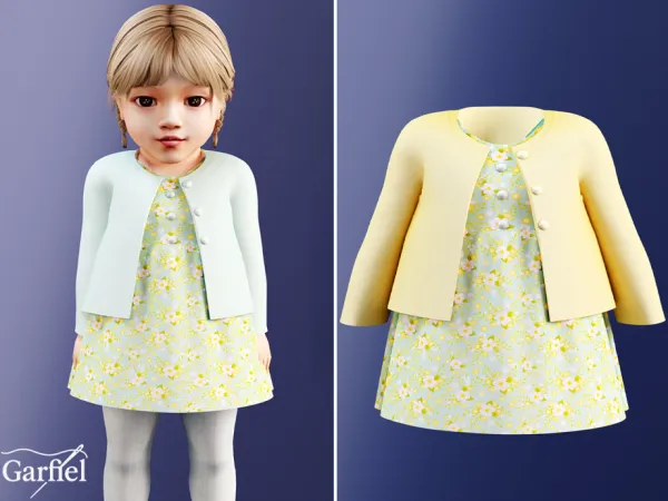 Alpha Infant Soft spring floral dress outfit by thesimsresource - The Sims 4 custom content