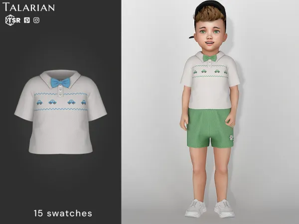 Alpha Kehlani Car Print Bow Tie Polo by talarian - The Sims 4 Custom Content