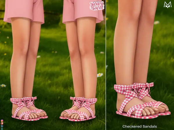 Mix Checkered Sandals S625 (Child) by Mermalade - The Sims 4 Custom Content