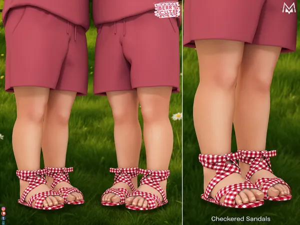 Mix Checkered Sandals S626 (Toddler) by Mermalade - The Sims 4 Custom Content