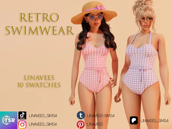 Alpha CHARLI RETRO SWIMWEAR by linavees - The Sims 4 custom content
