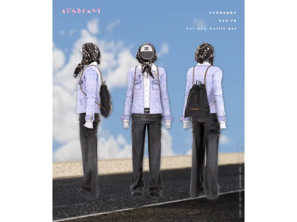 Alpha [SUNBERRY]2579_Male Hat Bag Outfit Set - The Sims 4 Custom Content