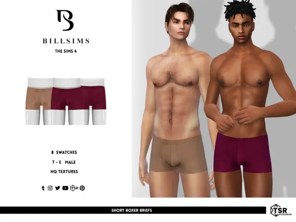 Alpha Short Boxer Briefs by Bill_Sims - The Sims 4 Custom Content