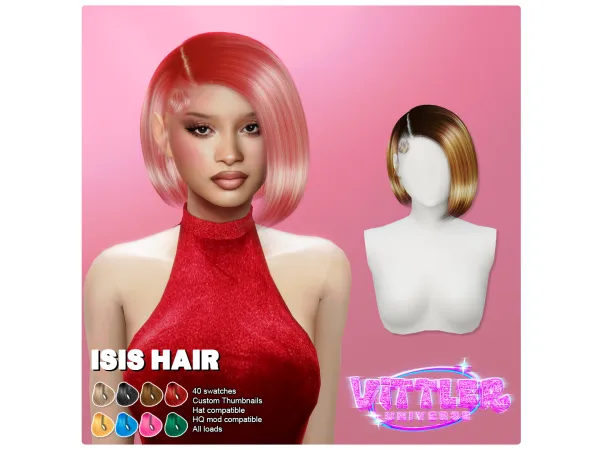 Alpha Isis Female Hair by VittlerUniverse - The Sims 4 Custom Content