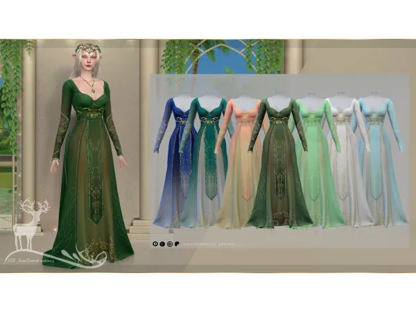 Alpha DSF Elven formal dress by Dansimsfantasy - The Sims 4 Custom Content