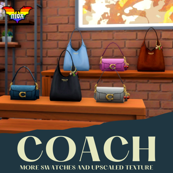 Maxis Match Coach Bags more swatches and upscaled by simsfinds - The Sims 4 Custom Content