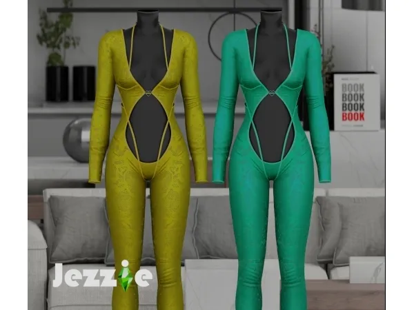 Alpha JEZZIE. LEONY JUMPSUIT - The Sims 4 custom content