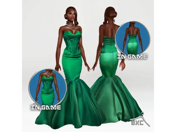 Alpha OLANDRIA GOLDEN GLOBES DRESS by Baddiexsimmer - The Sims 4 Custom Content