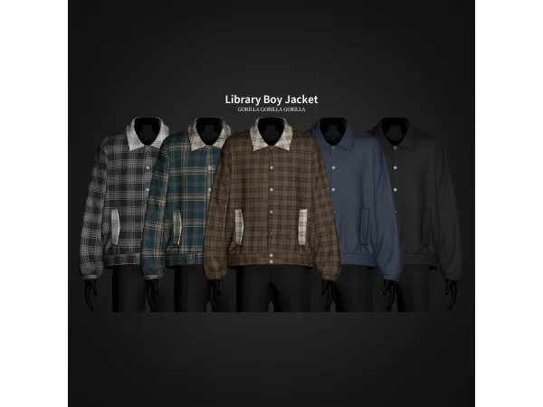 Alpha Library Boy Jacket by gorillax3 - The Sims 4 Custom Content