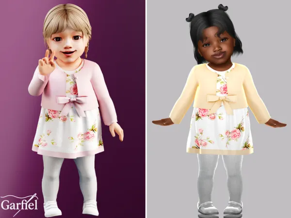 Alpha Infant Sweet floral dress with bow by Garfiel - The Sims 4 Custom Content