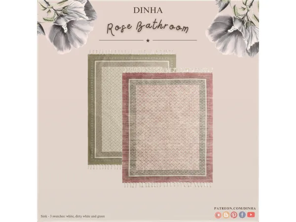 Alpha Rose Bathroom Rugs - The Sims 4 Custom Content