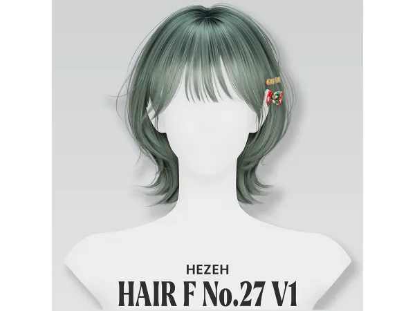 Alpha [Hezeh]FHair_No27 V1 - The Sims 4 Custom Content