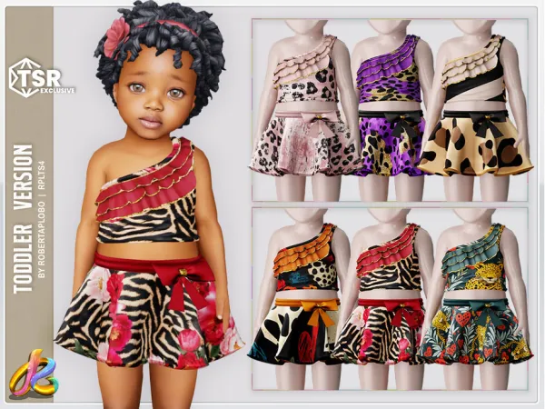 Animal Print Blouse & Bow Skirt 337 - Toddler SET by RobertaPLobo